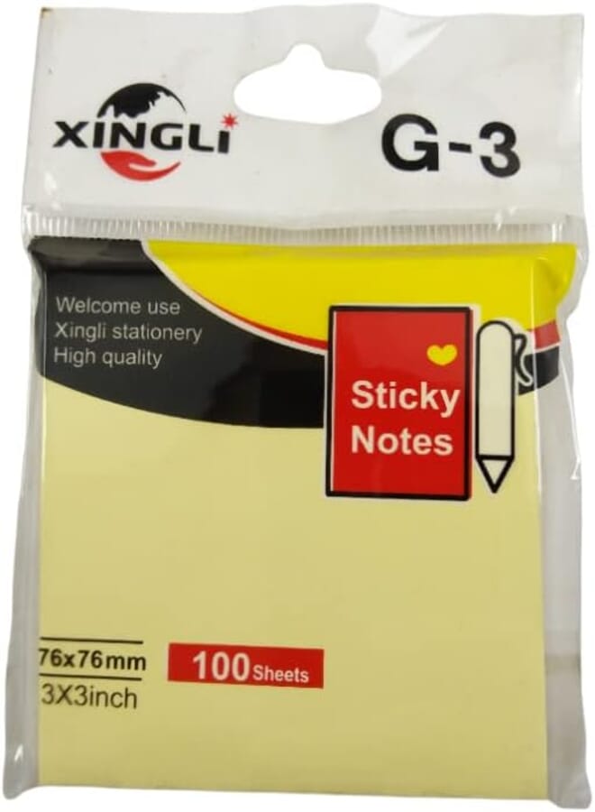 XING LI Sticky Note 100 Sheets, 76x76 MM - Yellow G-3